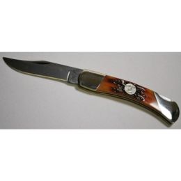 3 3/4 Red Stag Bone Mid Size Lockback